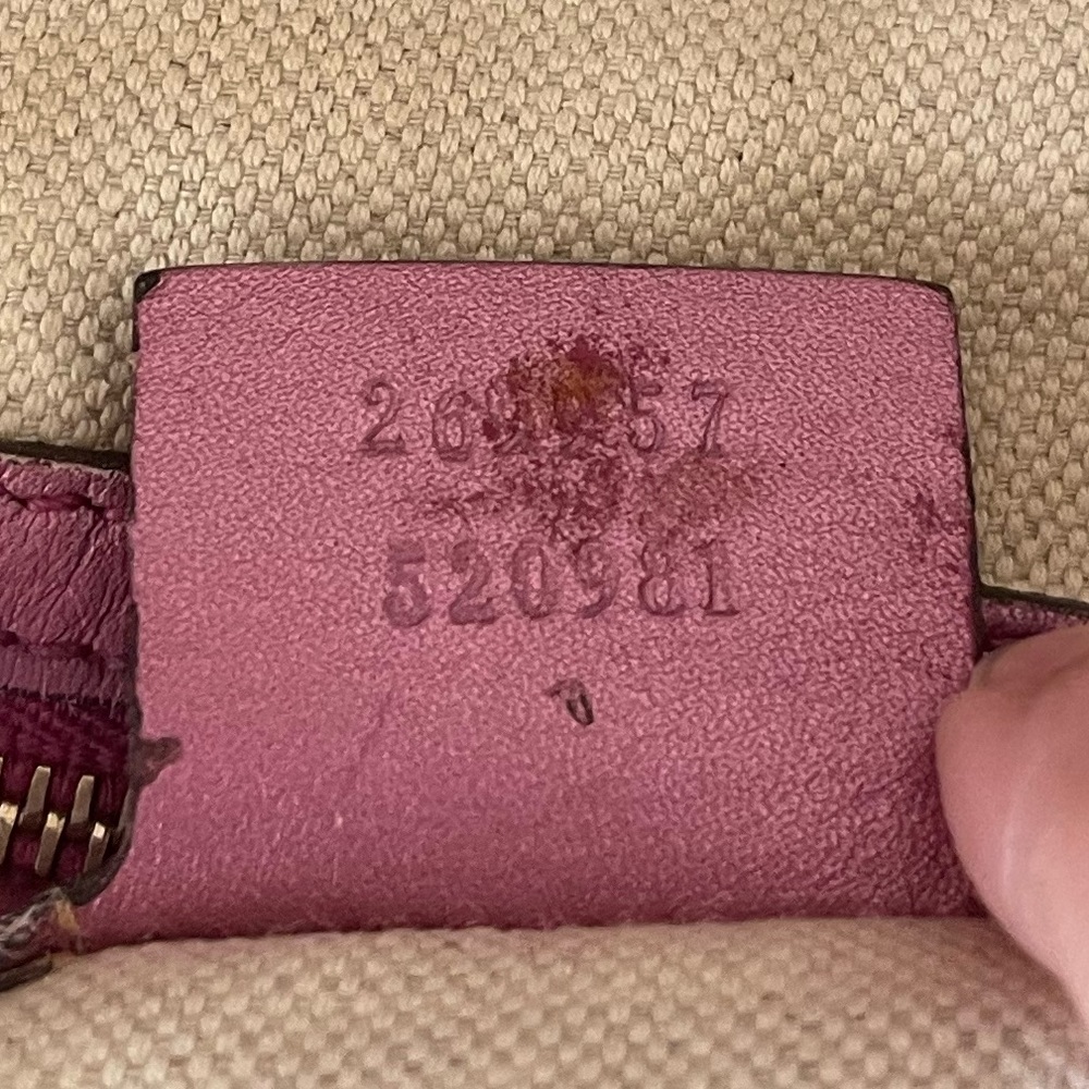 Gucci Heart Bit Charm Brown Canvas Pink Rose Leather Trim Tote - Picture 12 of 16